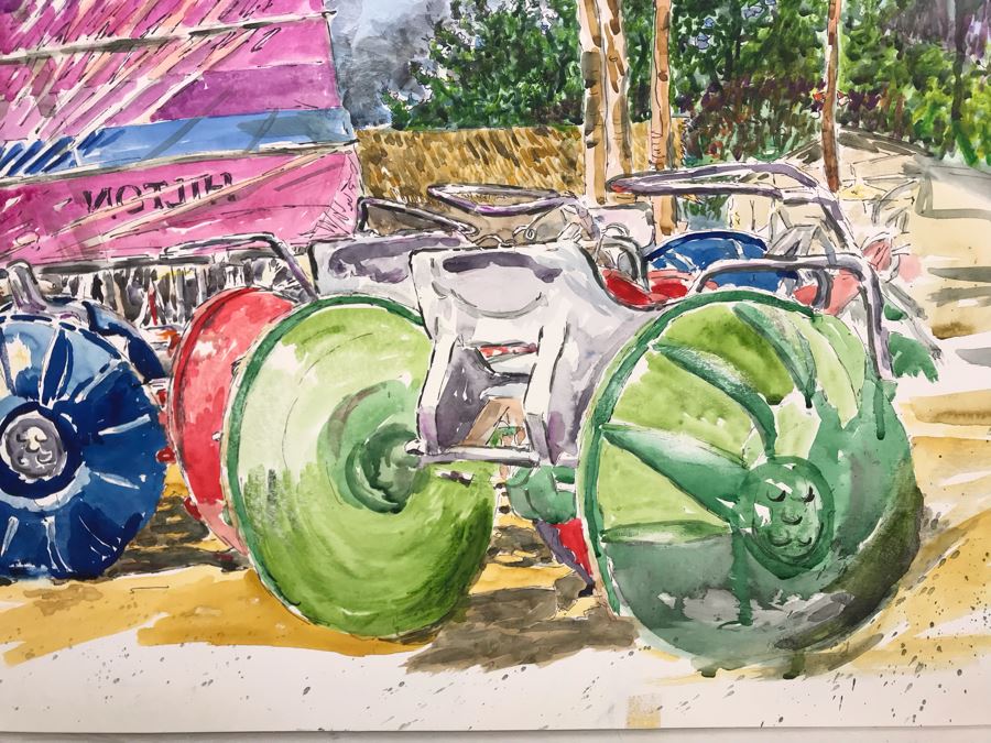 Original Signed Painting Of San Diego Bayfront With Hobie Sailboats By Maria 'Van Den Haag' Becker 40W X 32H [Photo 6]