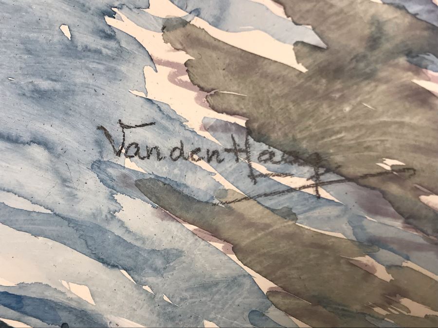 Original Signed Painting Of Holland Waterfront Town By Maria 'Van Den Haag' Becker 40W X 32H [Photo 10]