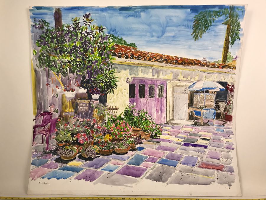 Original Signed Painting Of Balboa Park By Maria 'Van Den Haag' Becker 36W X 32H