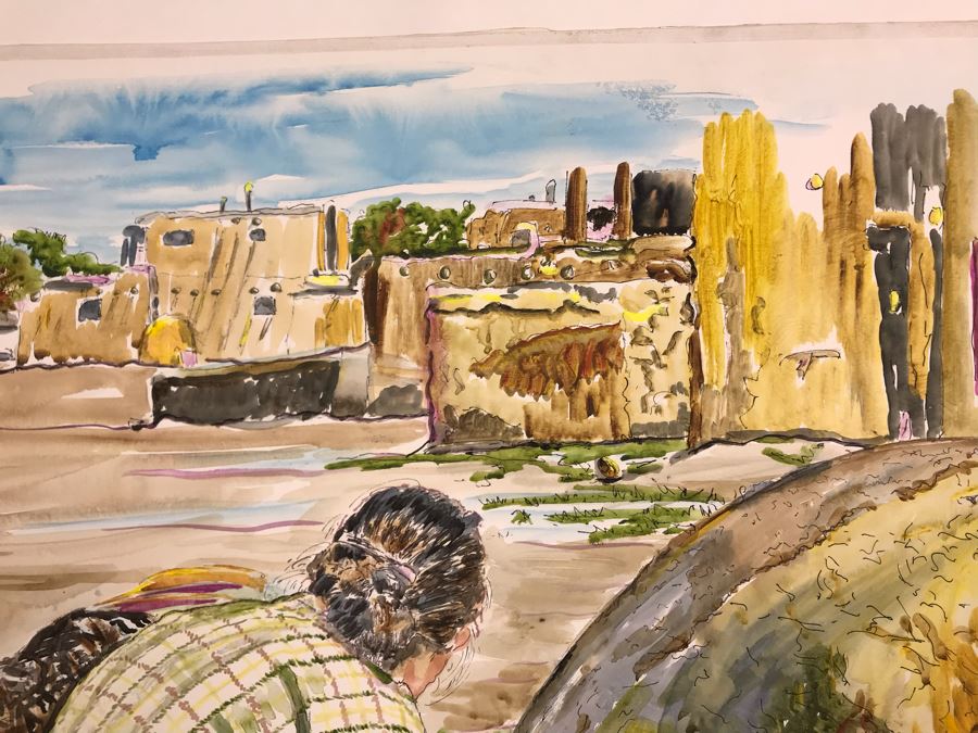 Original Signed Painting Of Native American Reservation Showing Women Cooking Titled 'Eat Your Heart Out Sara Lee' On By Maria 'Van Den Haag' Becker 40W X 32H [Photo 9]