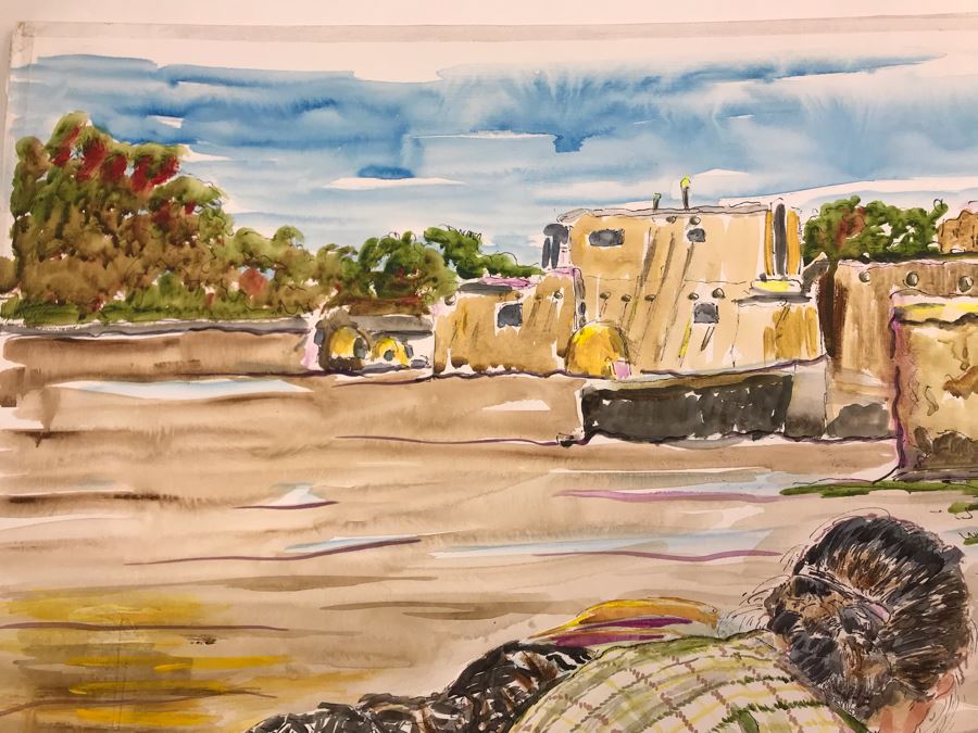 Original Signed Painting Of Native American Reservation Showing Women Cooking Titled 'Eat Your Heart Out Sara Lee' On By Maria 'Van Den Haag' Becker 40W X 32H [Photo 8]