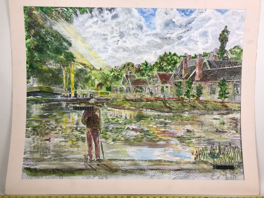 Original Signed Painting Titled 'Man With A Chip On His Shoulder' By Maria 'Van Den Haag' Becker 40W X 32H [Photo 2]