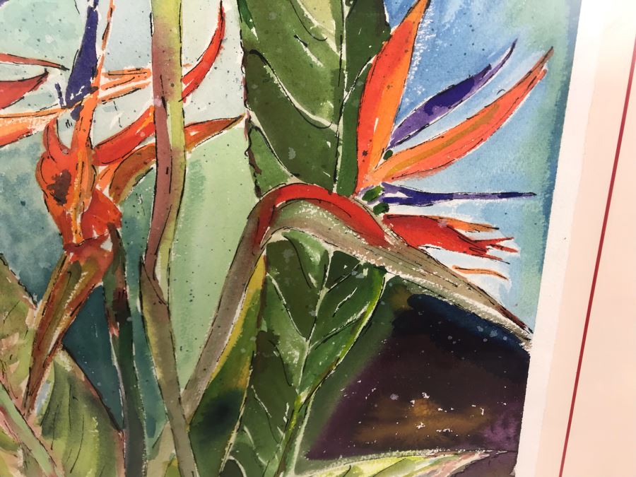 Original Signed Painting Of Bird Of Paradise Flowers By Maria 'Van Den Haag' Becker 22W X 30H [Photo 10]