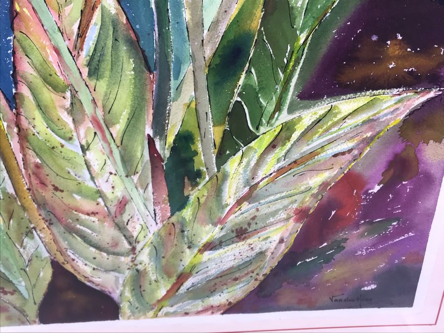 Original Signed Painting Of Bird Of Paradise Flowers By Maria 'Van Den Haag' Becker 22W X 30H [Photo 6]