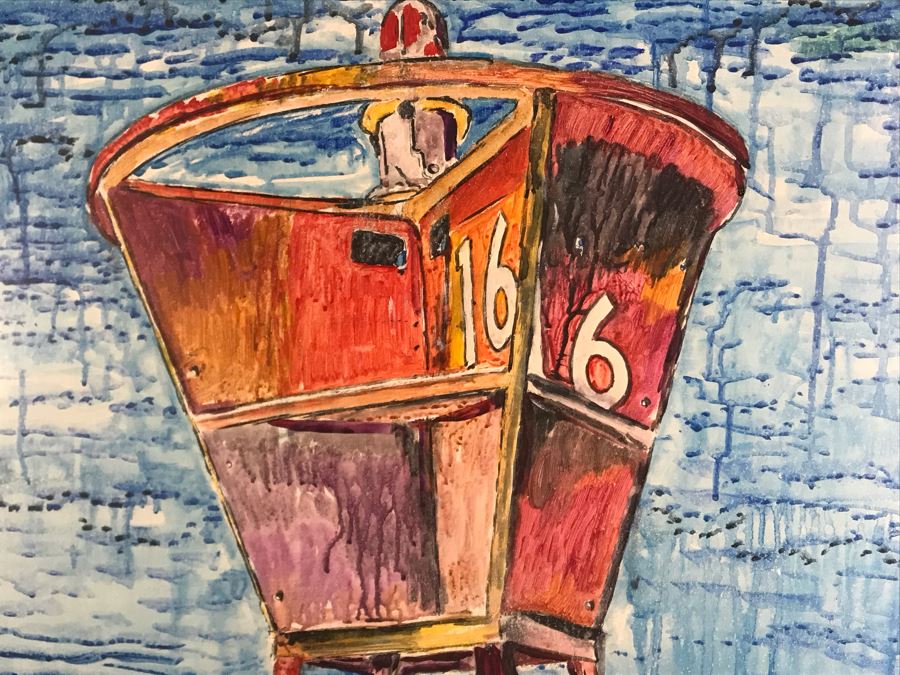 Original Signed Painting Of San Diego Bay Sea Lion Seal On Buoy By Maria 'Van Den Haag' Becker 32W X 40H [Photo 4]