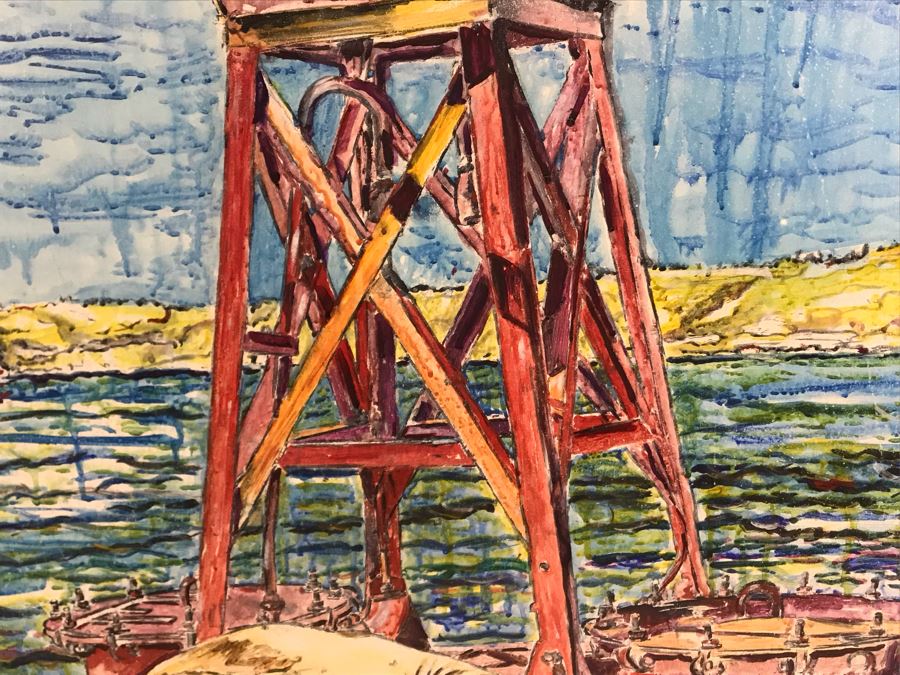 Original Signed Painting Of San Diego Bay Sea Lion Seal On Buoy By Maria 'Van Den Haag' Becker 32W X 40H [Photo 5]