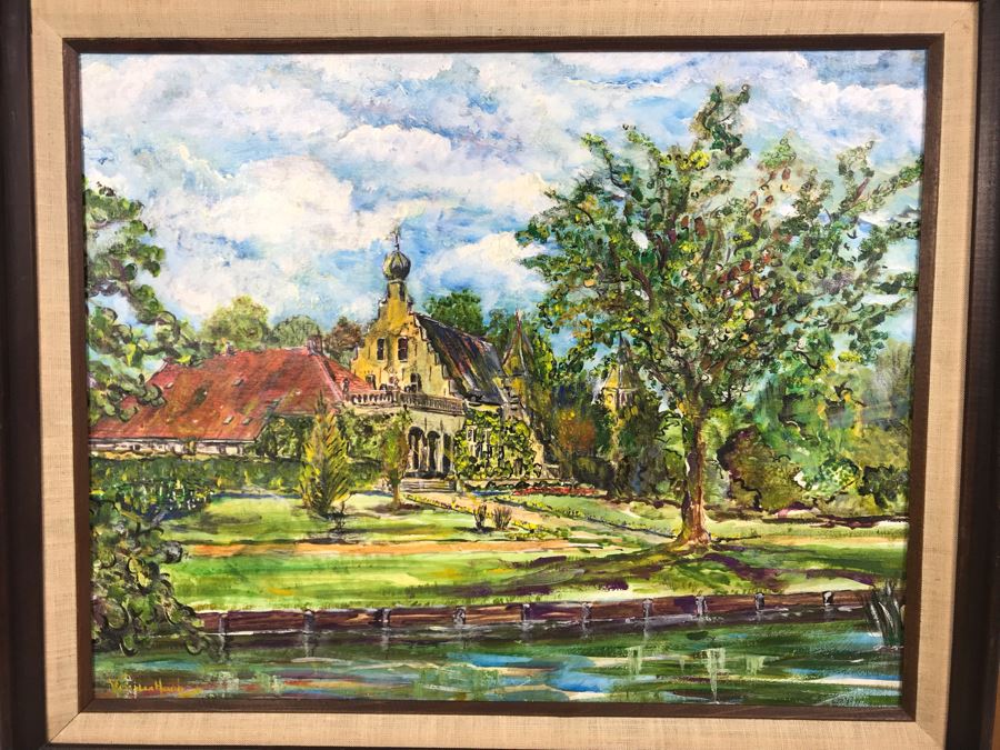 Original Signed Painting Of Holland By Maria 'Van Den Haag' Becker 22W X 18H [Photo 2]