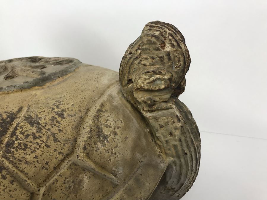 Old Chinese Large Hand Carved Wooden Turtle Sculpture With Writing On Turtle Shell 25W X 17D X 15H [Photo 14]