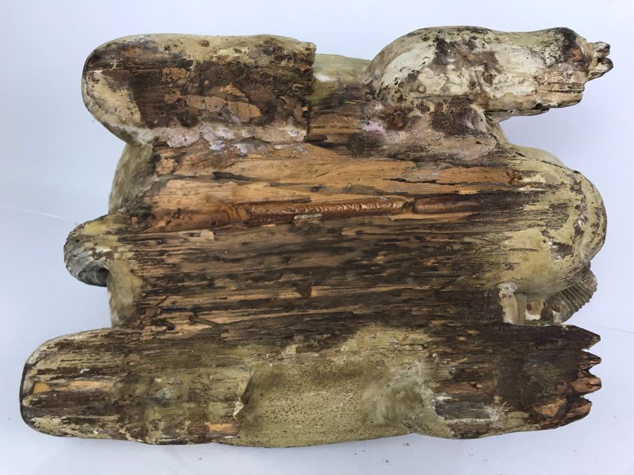 Old Chinese Large Hand Carved Wooden Turtle Sculpture With Writing On Turtle Shell 25W X 17D X 15H [Photo 25]