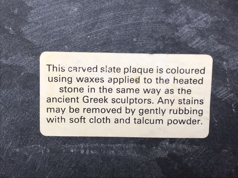 Original Signed Carved Slate Wax Colored Plaque Of Dragon 20 X 18 [Photo 11]