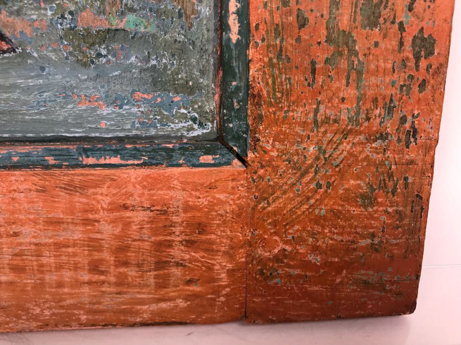 Vintage Shabby Chic Handpainted Folk Artwork Door 23W X 26.5H [Photo 9]