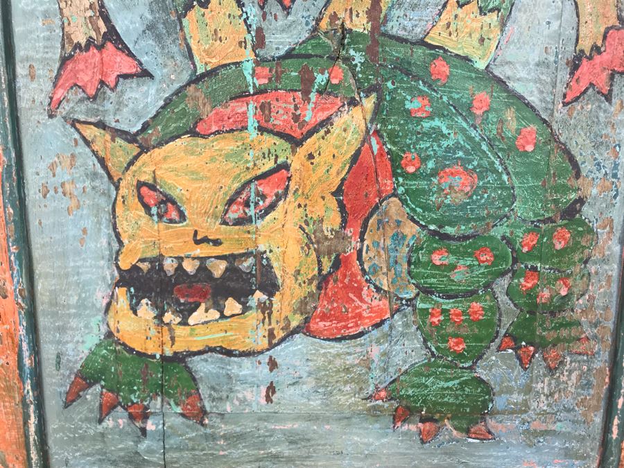 Vintage Shabby Chic Handpainted Folk Artwork Door 23W X 26.5H [Photo 4]