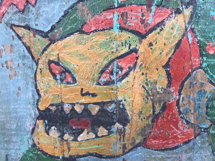 Vintage Shabby Chic Handpainted Folk Artwork Door 23W X 26.5H [Photo 6]