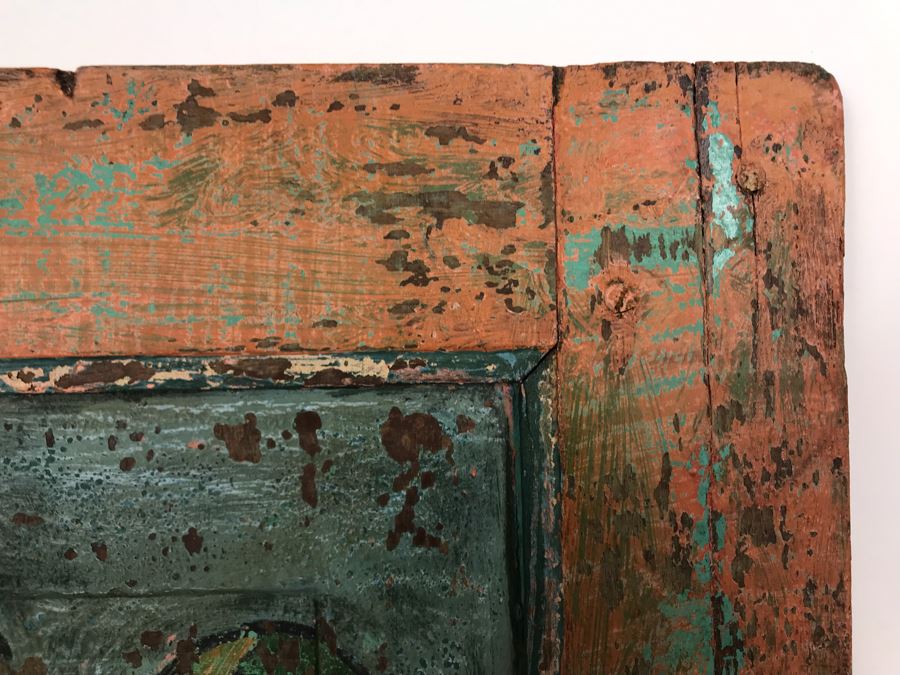 Vintage Shabby Chic Handpainted Folk Artwork Door 23W X 26.5H [Photo 10]