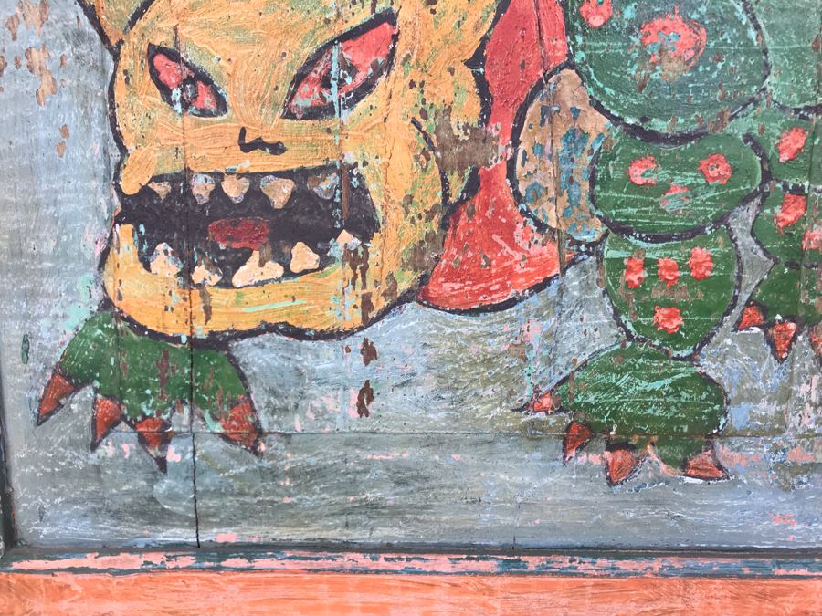 Vintage Shabby Chic Handpainted Folk Artwork Door 23W X 26.5H [Photo 7]