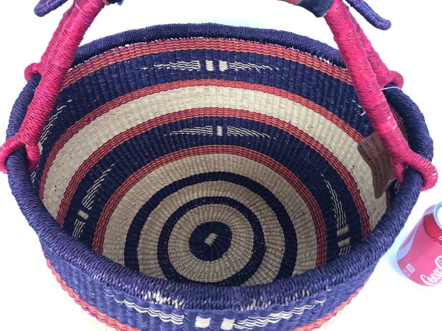 New Alaffia Authentic Market Basket Handwoven African Grass Basket With Tags [Photo 8]