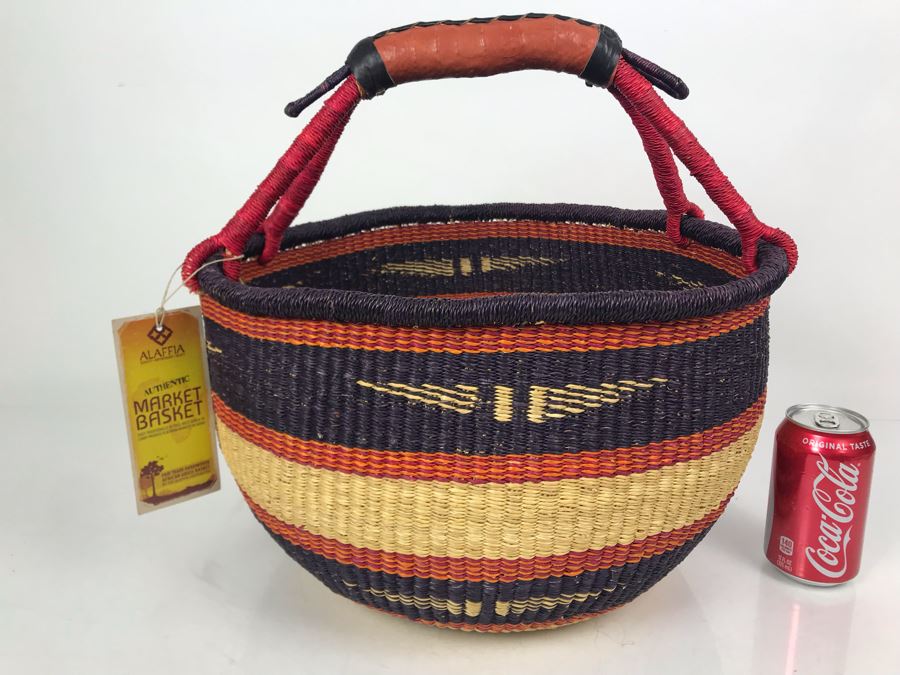 New Alaffia Authentic Market Basket Handwoven African Grass Basket With Tags [Photo 2]