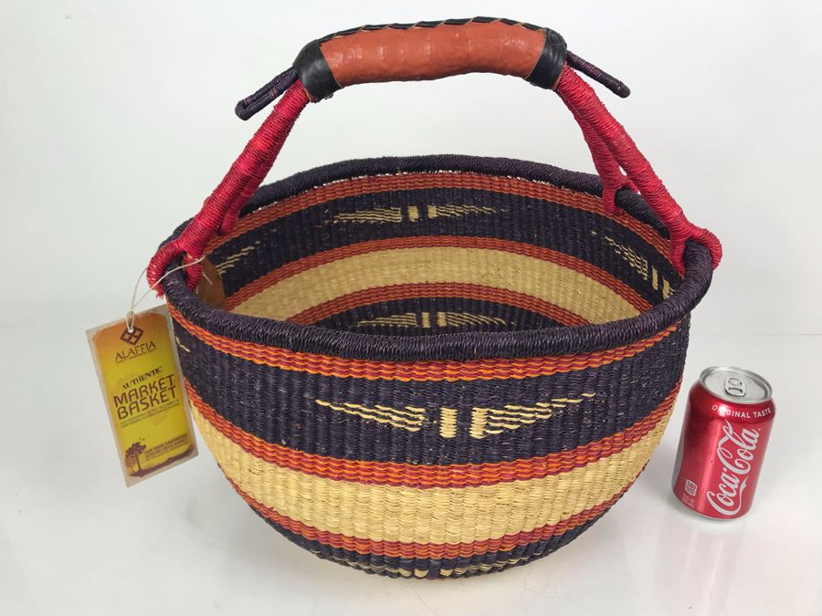 New Alaffia Authentic Market Basket Handwoven African Grass Basket With Tags [Photo 3]