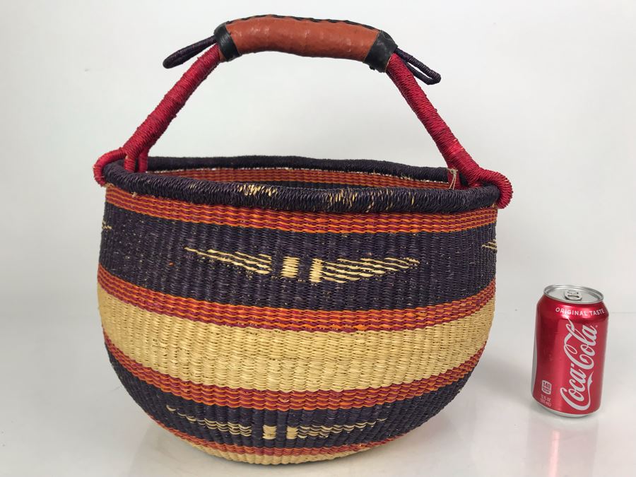 New Alaffia Authentic Market Basket Handwoven African Grass Basket With Tags [Photo 7]
