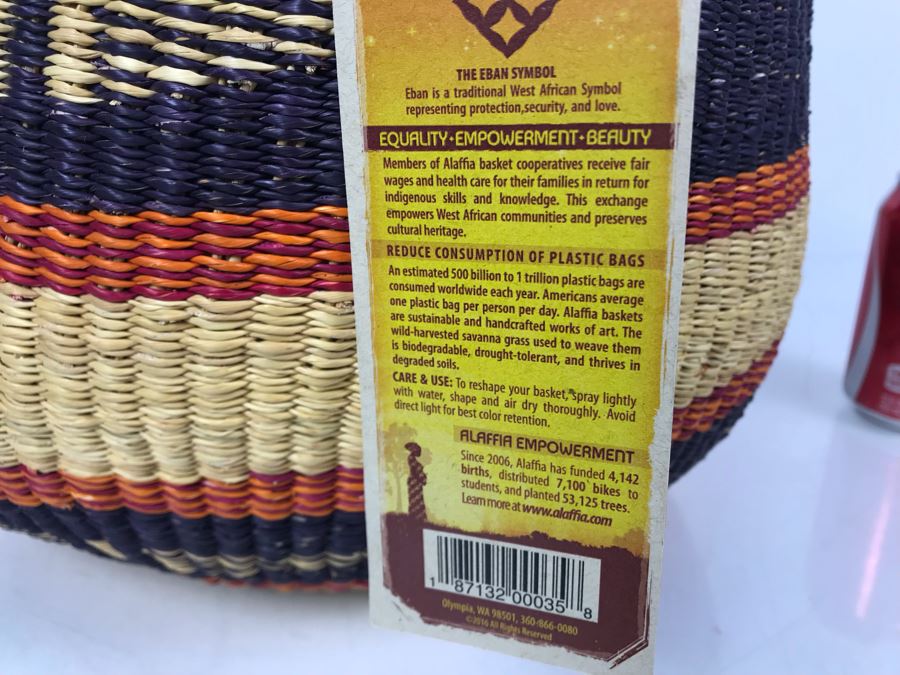 New Alaffia Authentic Market Basket Handwoven African Grass Basket With Tags [Photo 5]