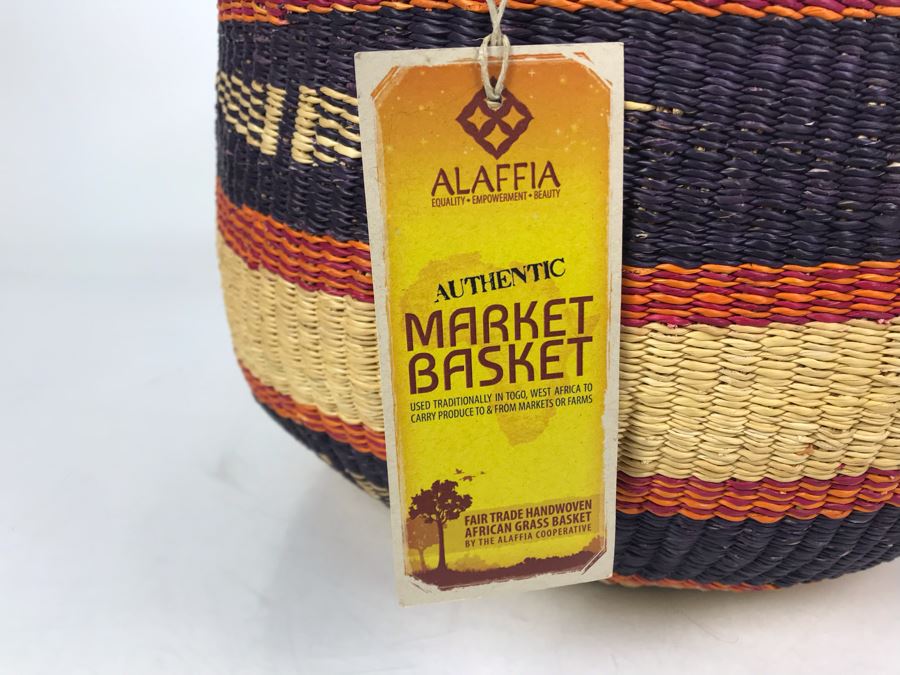 New Alaffia Authentic Market Basket Handwoven African Grass Basket With Tags [Photo 4]
