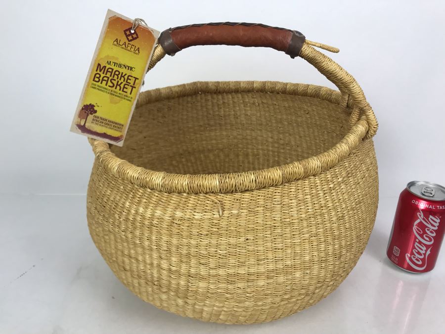 New Alaffia Authentic Market Basket Handwoven African Grass Basket With Tags [Photo 2]