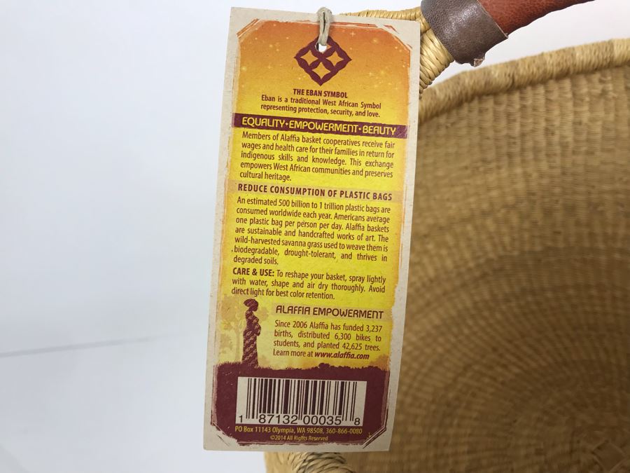 New Alaffia Authentic Market Basket Handwoven African Grass Basket With Tags [Photo 4]