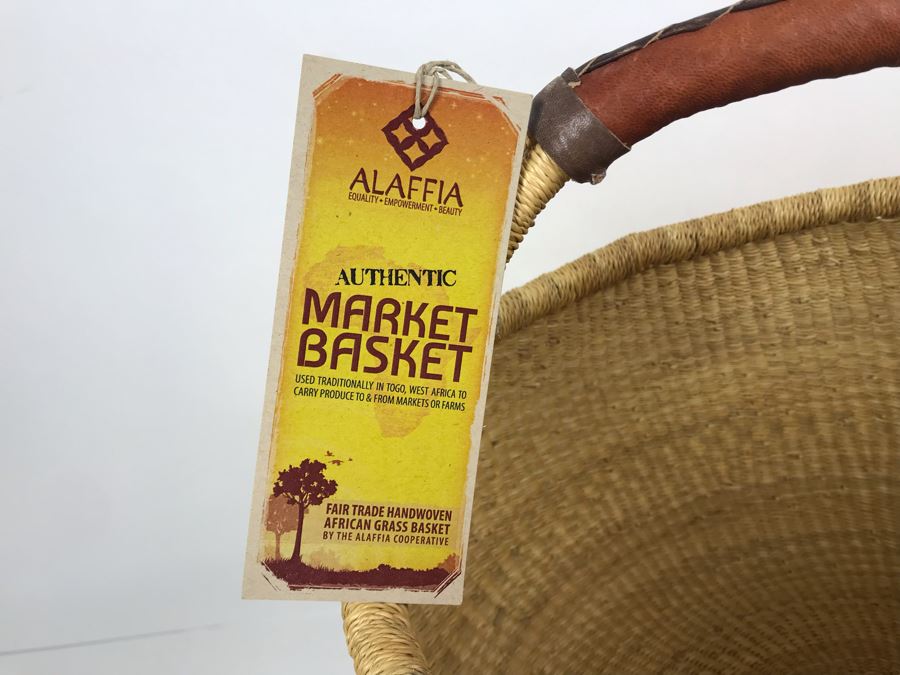 New Alaffia Authentic Market Basket Handwoven African Grass Basket With Tags [Photo 3]