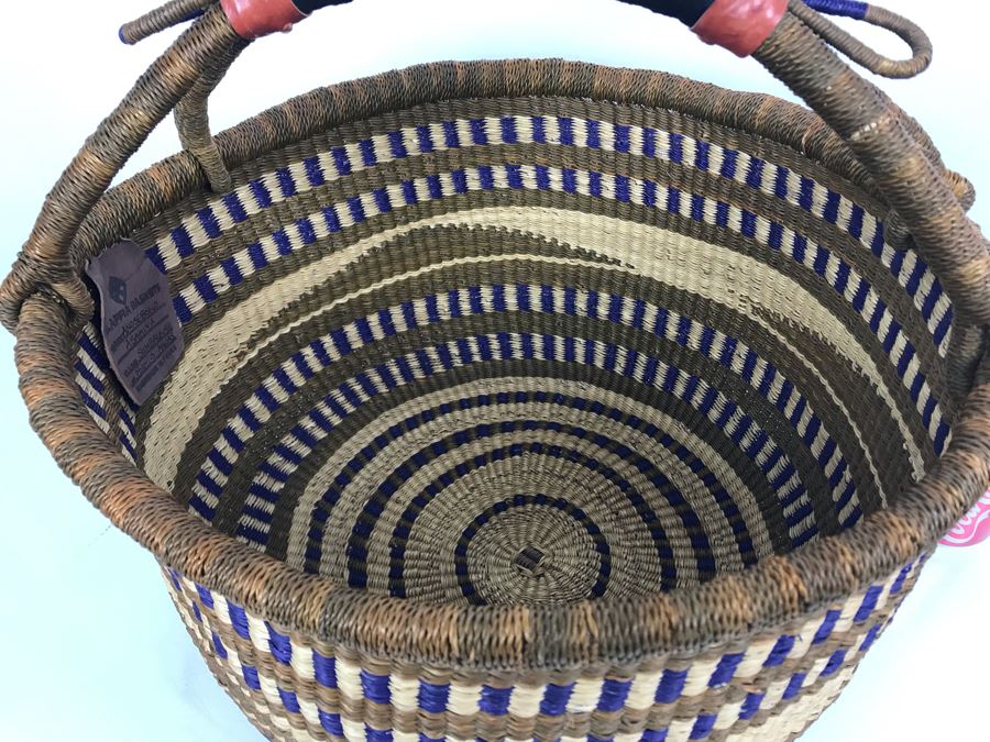 Alaffia Authentic Market Basket Handwoven African Grass Basket [Photo 3]