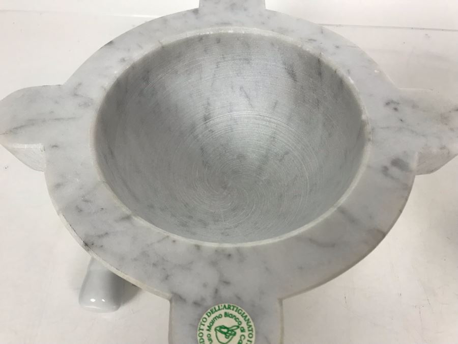 Pair Of Mortars And Pestles - White Marble Made In Italy [Photo 8]