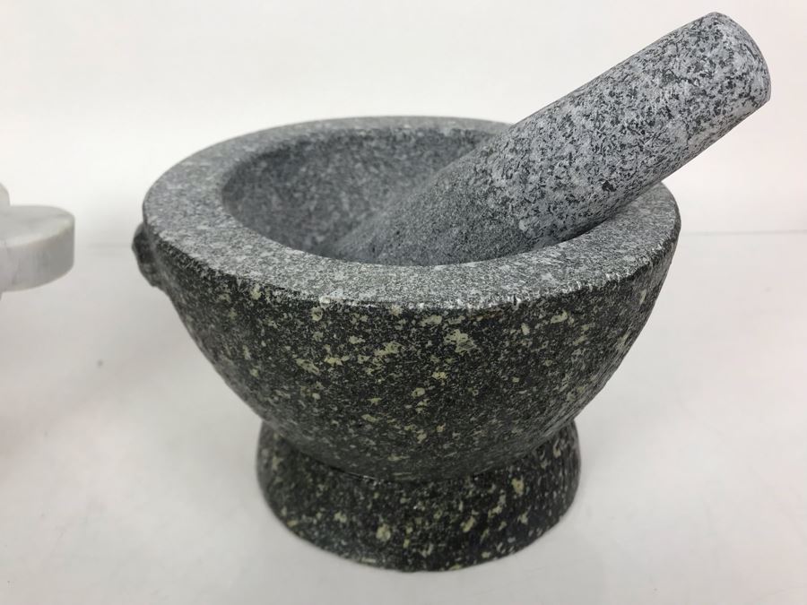 Pair Of Mortars And Pestles - White Marble Made In Italy [Photo 5]