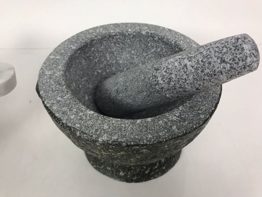 Pair Of Mortars And Pestles - White Marble Made In Italy [Photo 6]