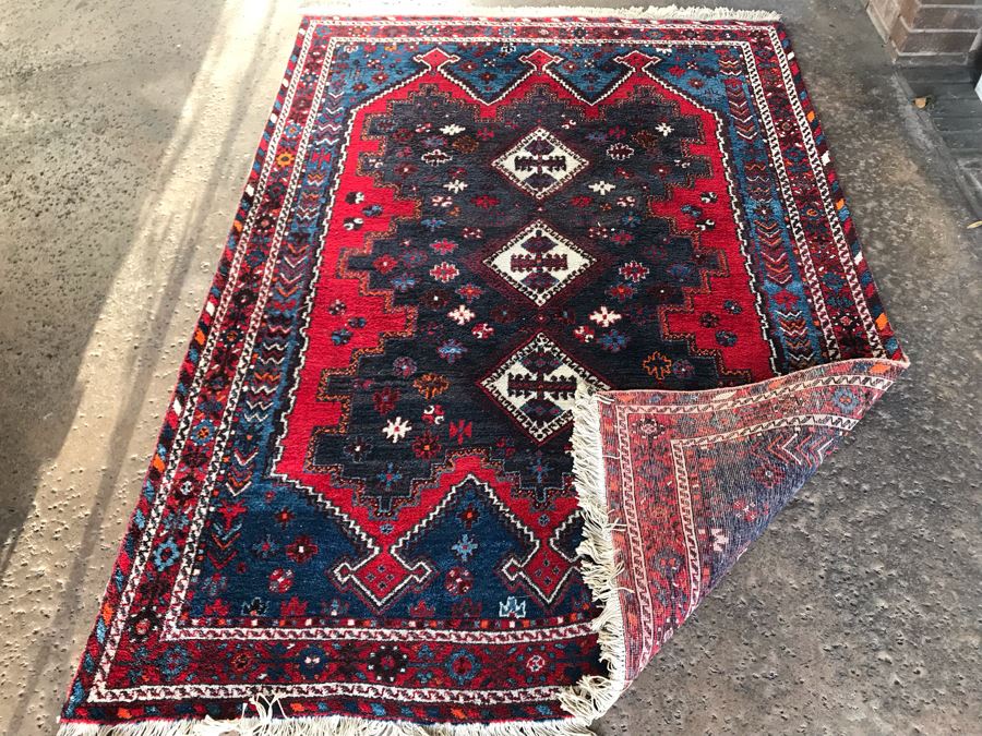 Vintage Hand Woven Iranian Persian Area Rug 100% Virgin Lamb Wool Pile 7 X 5 [Photo 3]