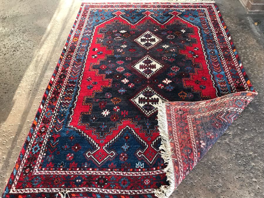 Vintage Hand Woven Iranian Persian Area Rug 100% Virgin Lamb Wool Pile 7 X 5 [Photo 1]