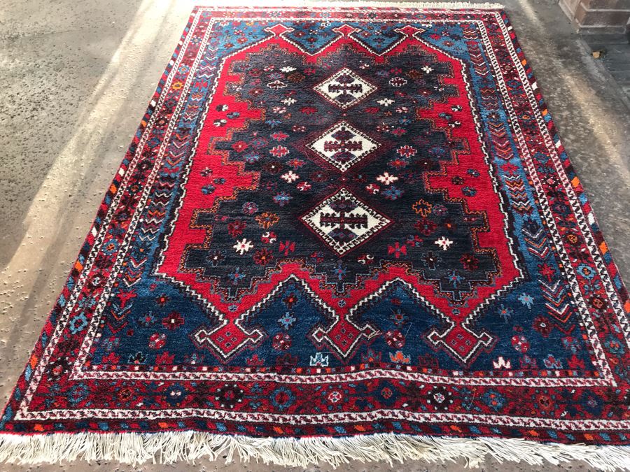 Vintage Hand Woven Iranian Persian Area Rug 100% Virgin Lamb Wool Pile 7 X 5 [Photo 6]
