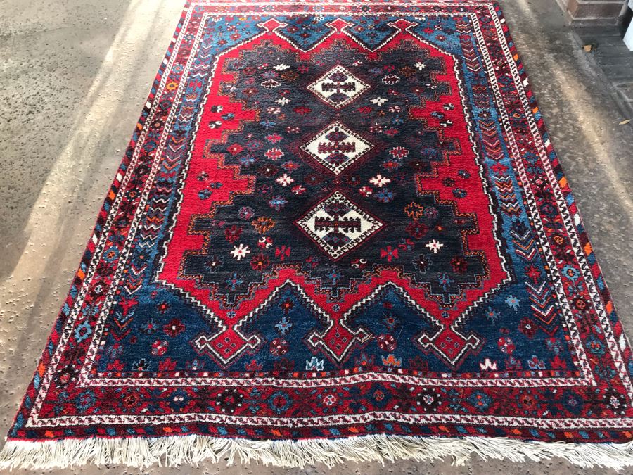 Vintage Hand Woven Iranian Persian Area Rug 100% Virgin Lamb Wool Pile 7 X 5 [Photo 5]