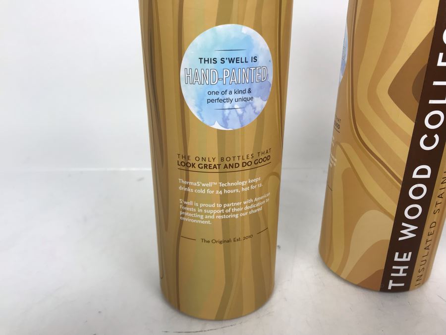 JUST ADDED - (3) New Swell Wood Collection Insulated Stainless Steel Water Bottles [Photo 6]