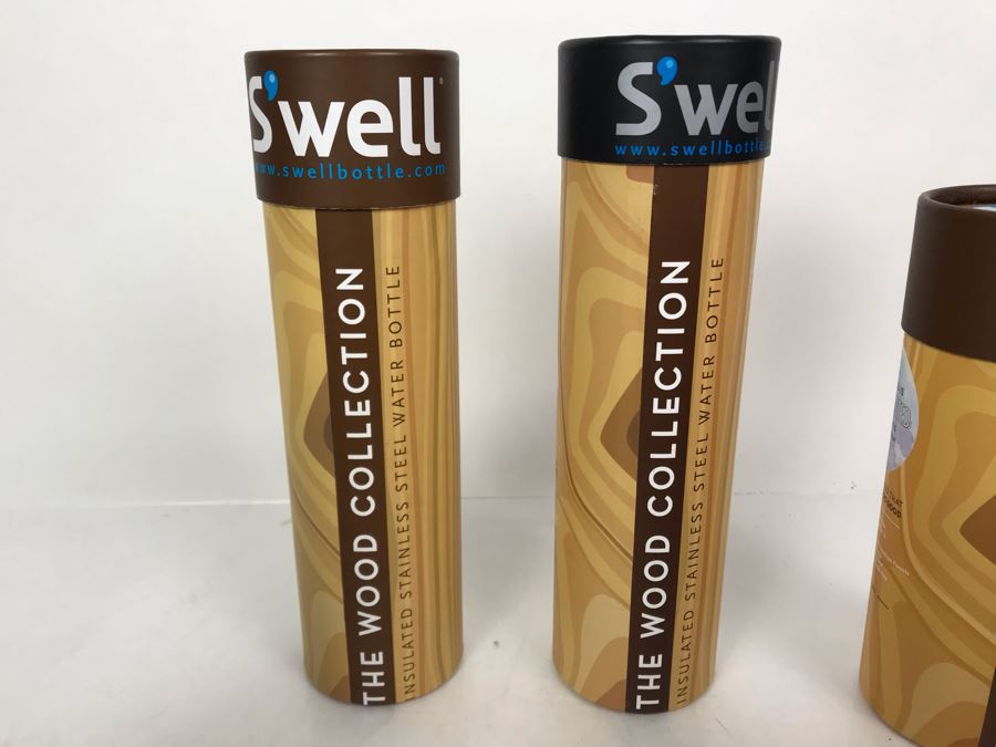 JUST ADDED - (3) New Swell Wood Collection Insulated Stainless Steel Water Bottles [Photo 4]