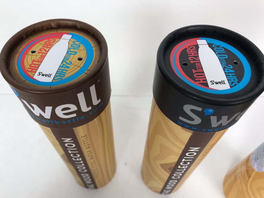 JUST ADDED - (3) New Swell Wood Collection Insulated Stainless Steel Water Bottles [Photo 5]