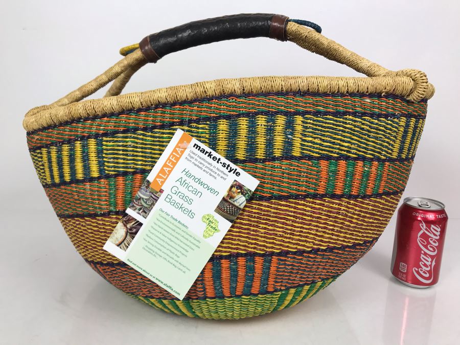 JUST ADDED - Large Handwoven African Grass Basket By Alaffia [Photo 1]