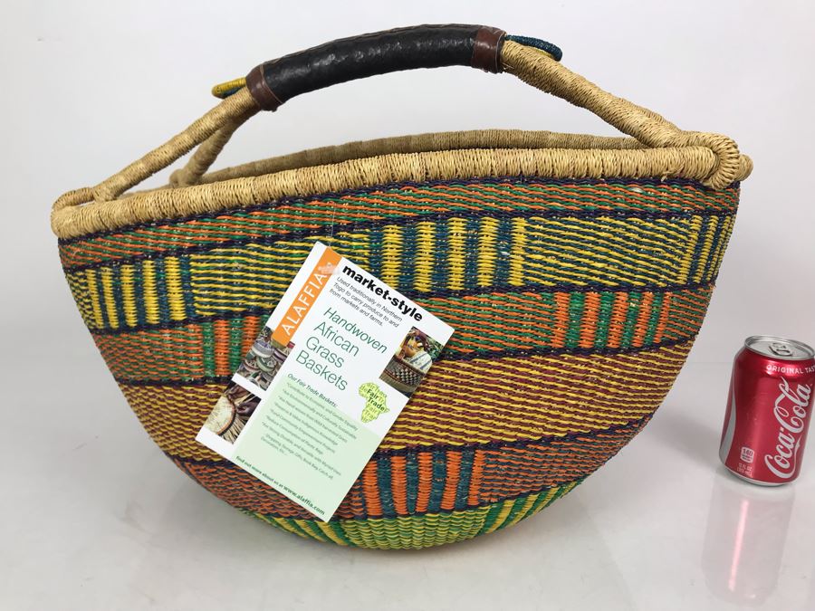 JUST ADDED - Large Handwoven African Grass Basket By Alaffia [Photo 2]