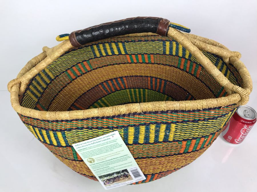 JUST ADDED Large Handwoven African Grass Basket By Alaffia