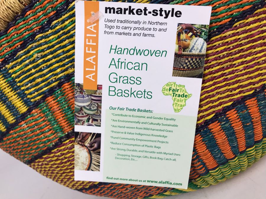 JUST ADDED - Large Handwoven African Grass Basket By Alaffia [Photo 3]