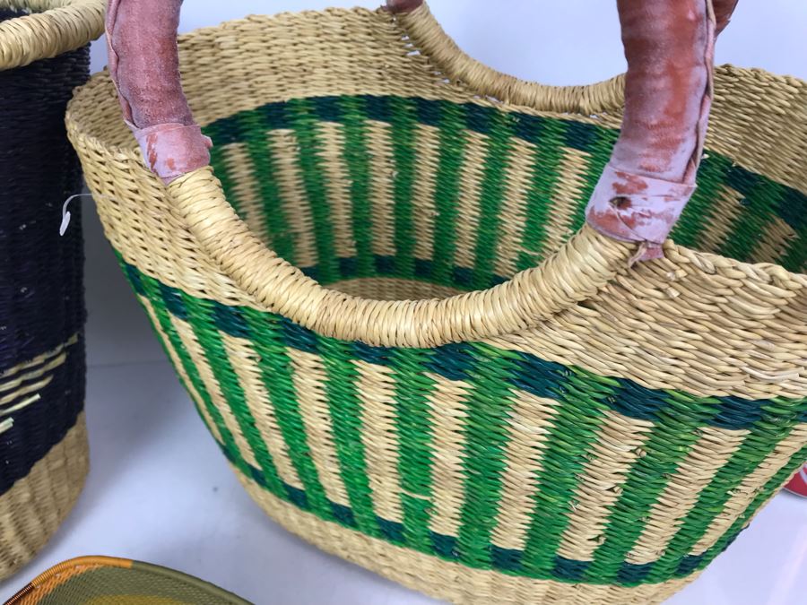 JUST ADDED - Pair Of Alaffia Handwoven African Grass Basket And Zulu Telephone Wire Woven South African Bowl [Photo 11]