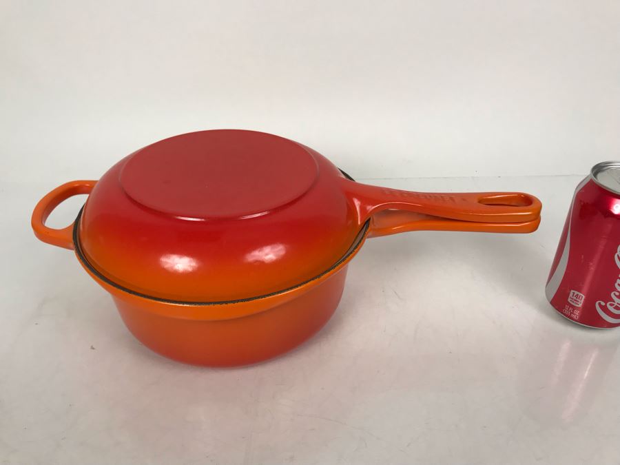 JUST ADDED - New Le Creuset Multifuction Pan 2.5Qt Orange Cast Iron Enamel Pot Retails $285