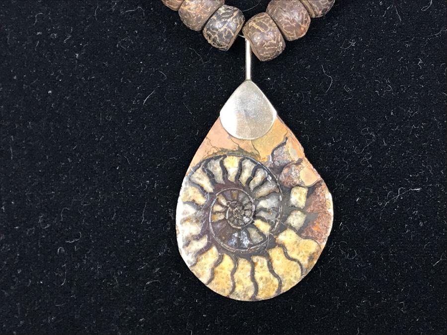 JUST ADDED - Fossil Stone Pendant Sterling Silver Necklace [Photo 4]