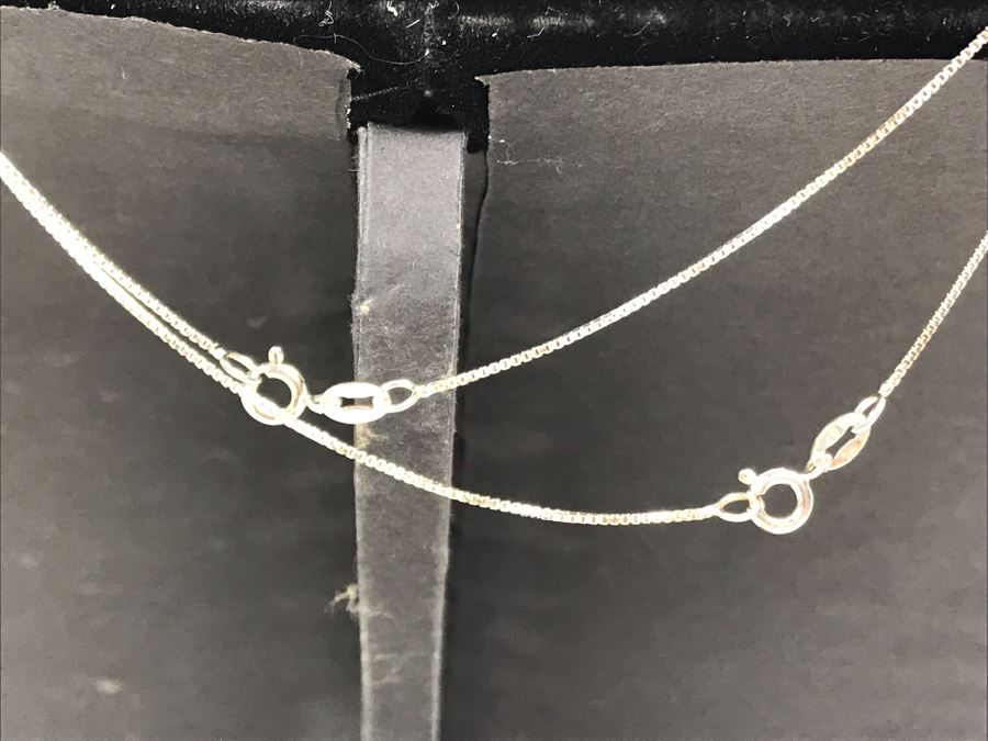 JUST ADDED - Pair Of Sterling Silver Box Chain Necklaces [Photo 4]