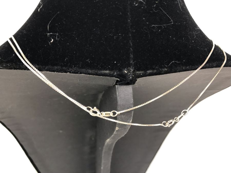 JUST ADDED - Pair Of Sterling Silver Box Chain Necklaces [Photo 3]