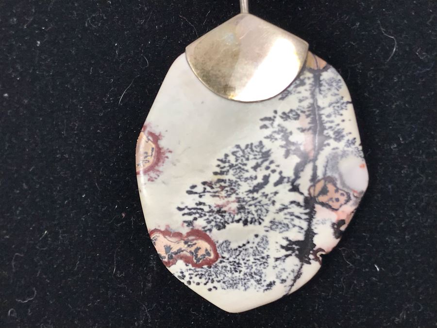 JUST ADDED - Fossil Stone Pendant Sterling Silver Necklace [Photo 6]