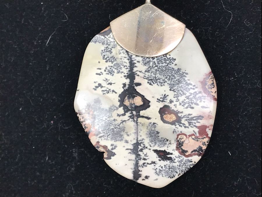 JUST ADDED - Fossil Stone Pendant Sterling Silver Necklace [Photo 4]
